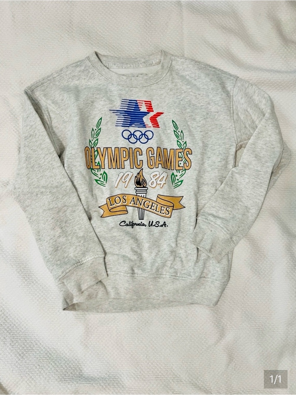 NWOT Heritage Gray 'Olympic Games 1984 Los Angeles' Graphic Sweatshirt